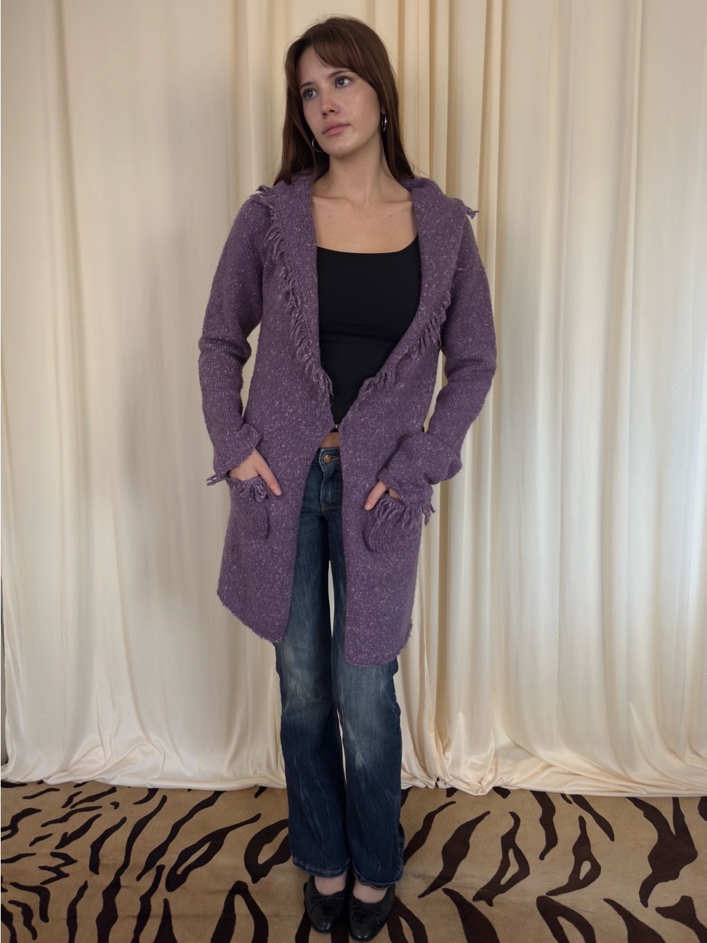 Purple duster cardigan